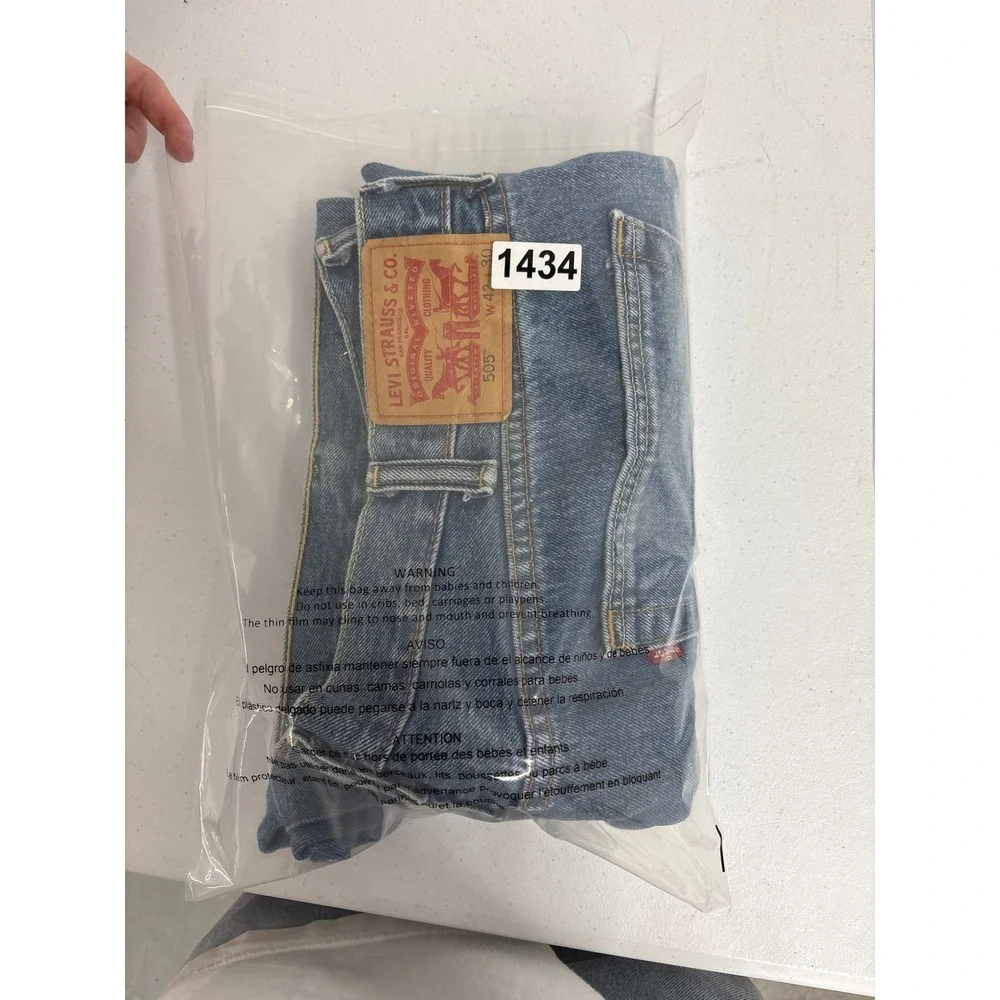 Levis 505 Mens Regular Fit Straight Leg Blue Denim Jeans W42 L30 00505-4891